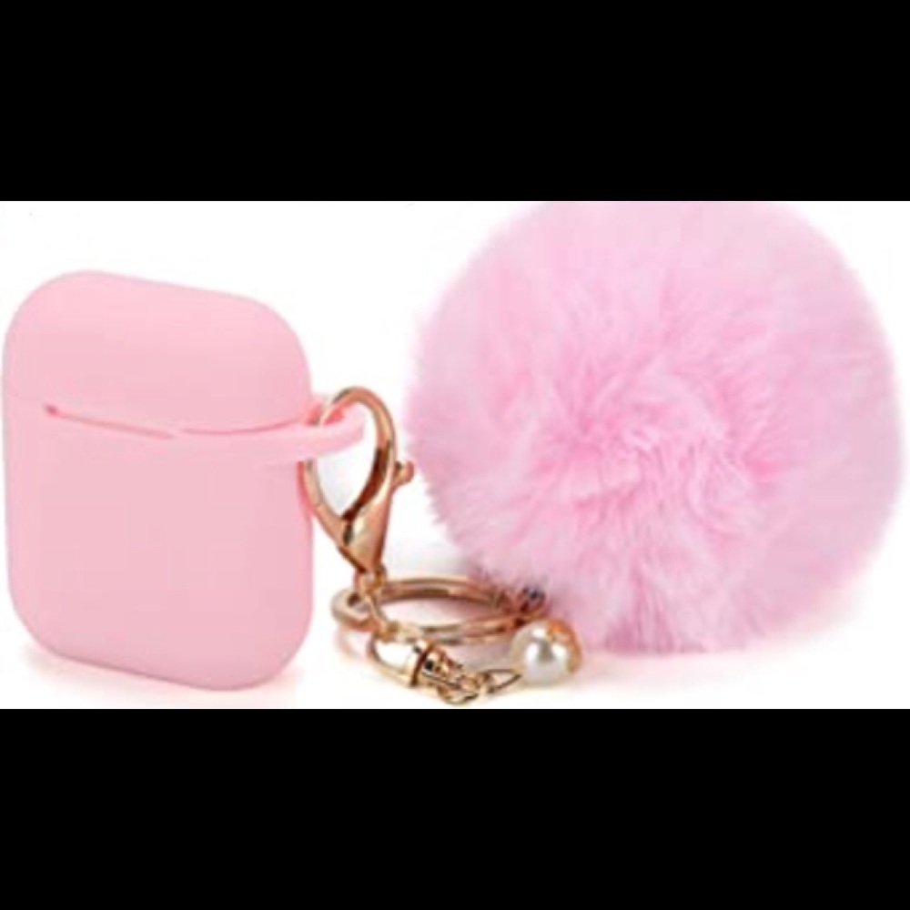 Pink AirPod case with Pom Pom